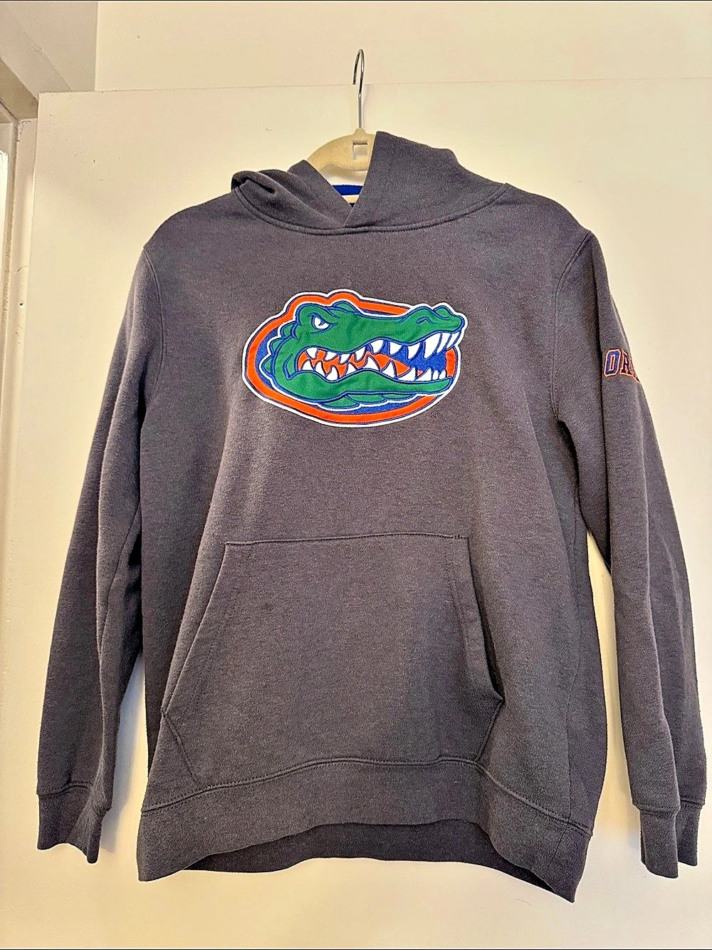 Colosseum Florida Gators Youth Big Logo Pullover Hoodie Gray & Blue Boys Large